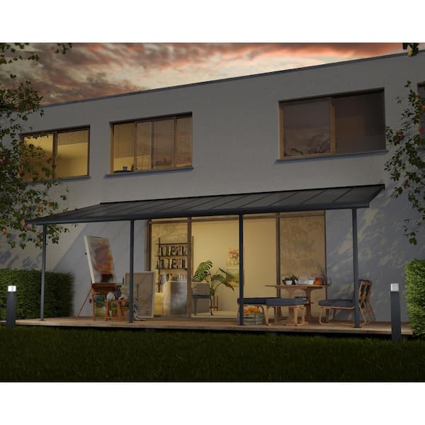 Sierra 10 ft. x 24 ft. Gray/Gray Aluminum Patio Cover