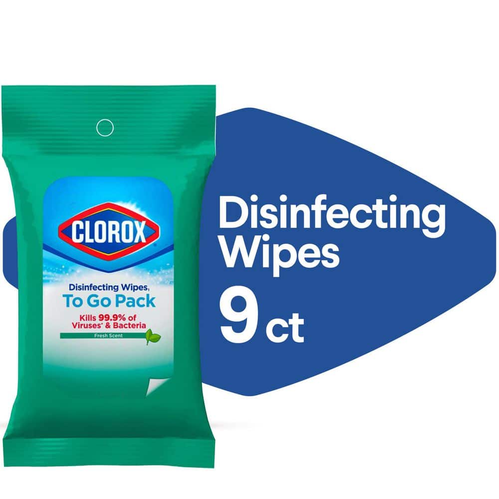 Clorox On The Go Bleach-Free Disinfecting Wipes - Ready-To-Use Wipe - Fresh Scent - 9 / Pack - 1 Each - White
