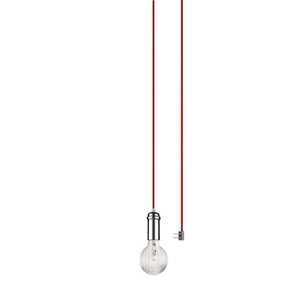 Globe Electric Edison 1-Light Chrome and Red Pendant