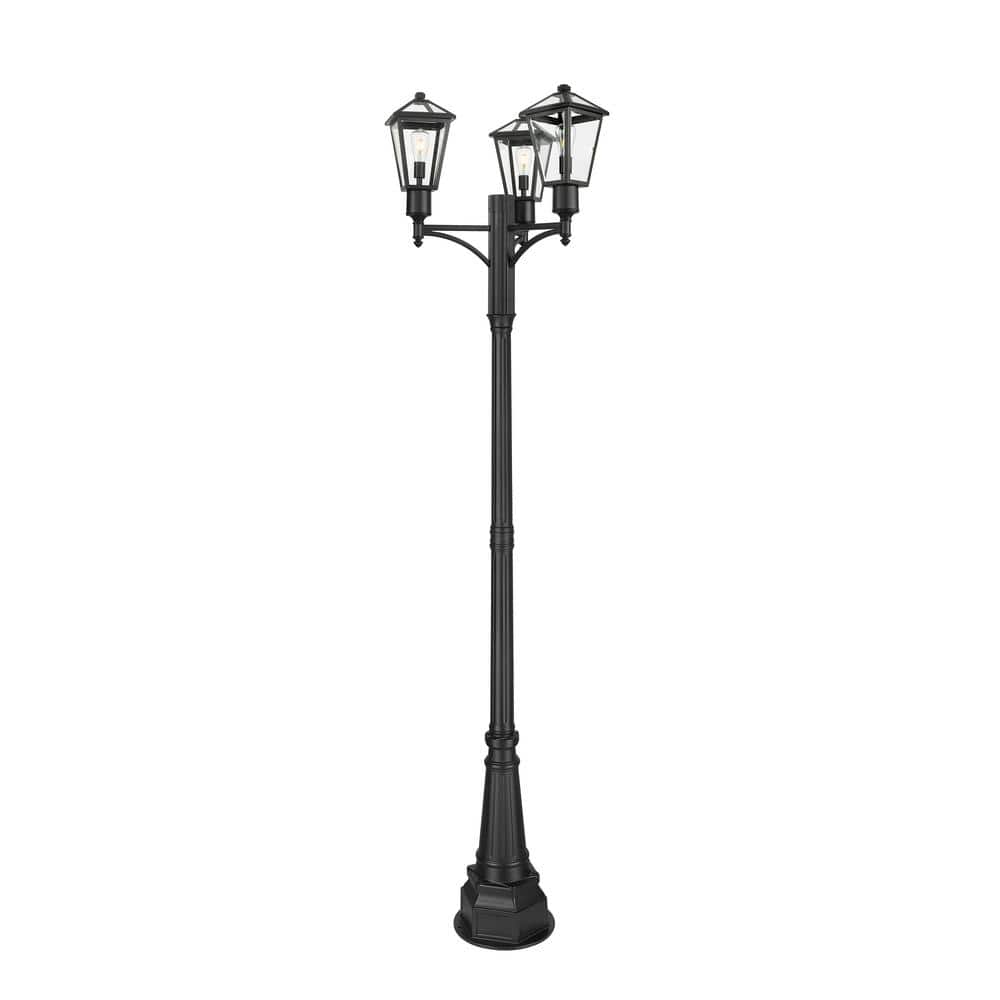 Talbot 3-Light Black Stainless Steel Hardwired Outdoor Marine Grade Post Li