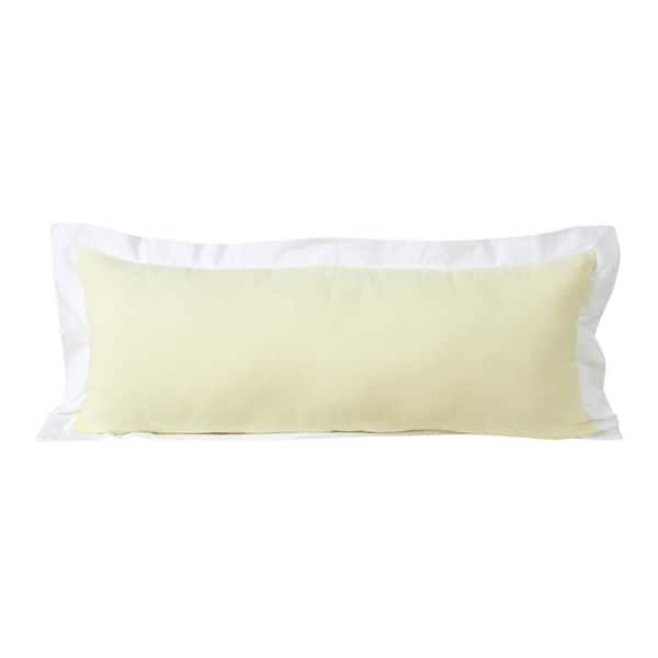 Unbranded Bordered Light Yellow/White Flange Frame Lumbar 36 in. x 14 in. Indoor Throw Pillow