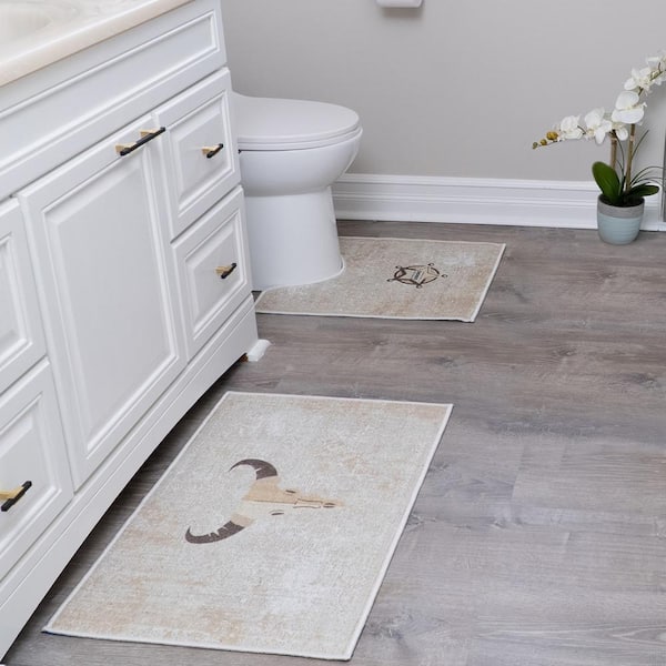 Smart Linen 3 Piece Bathroom Rug Set Includes Bath Rug, Contour Mat and  Toilet Lid Cover, Machine Washable, Super Soft Microfiber & Non Slip Bath  Rugs