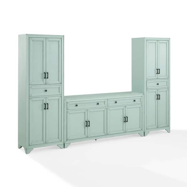 Tara Blue Engineered Wood 108.5 in. Sideboard with set of 2 Pantries