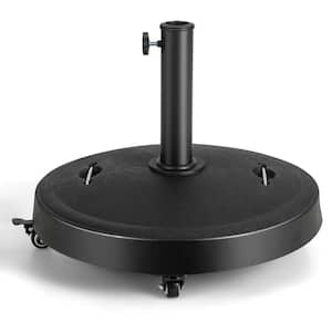 51 lbs. Metal Patio Umbrella Base in Black with Wheels and Handles
