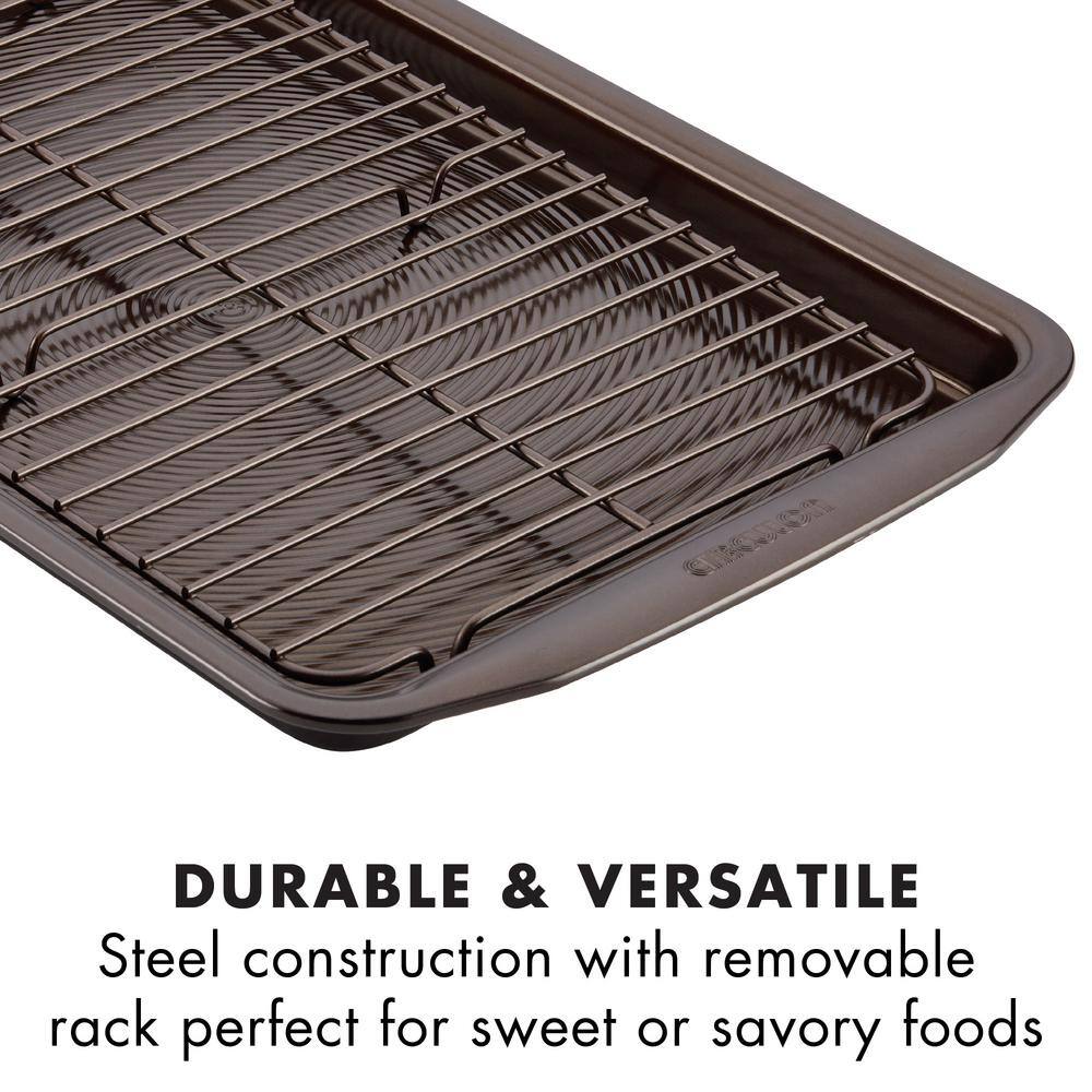 Chocolate Brown Nonstick Steel Cookie Sheet with Cooling Rack