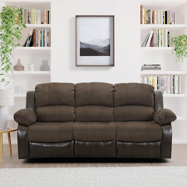Lazzara Bianca 83 in. W Straight Arm Textured Plush Microfiber