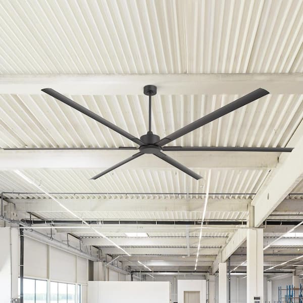 Industrial 120 in.(10 ft.) Indoor Large Black Ceiling Fan with Aluminum Blade, Downrod and Remote Included No Light
