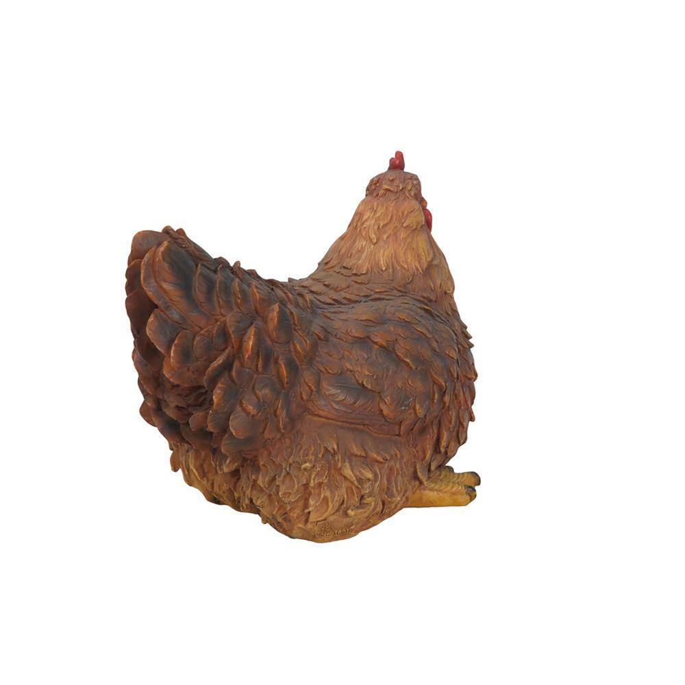 Life-Like Brown Polyresin Squatting Hen Garden Statue