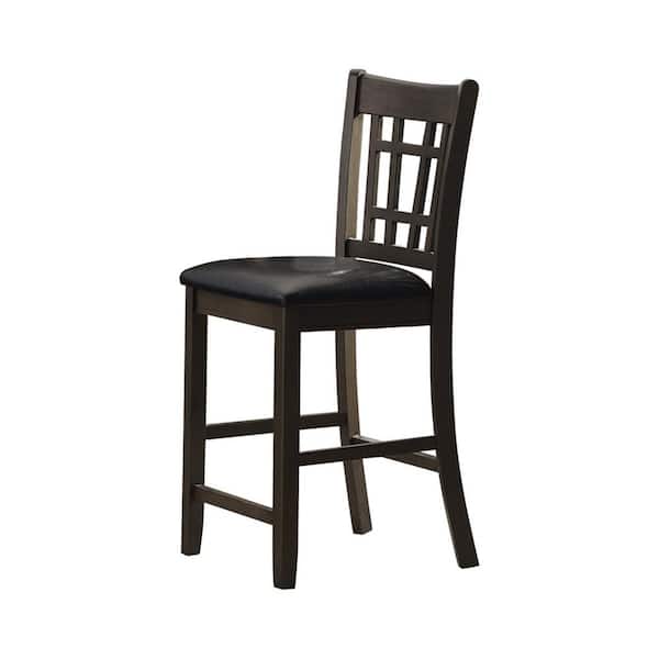 Coaster Home Furnishings Lavon 41.25 in. Grey and Black Latice Back Wood Frame Counter Height Stool with Leatherette Seat (Set of 2)