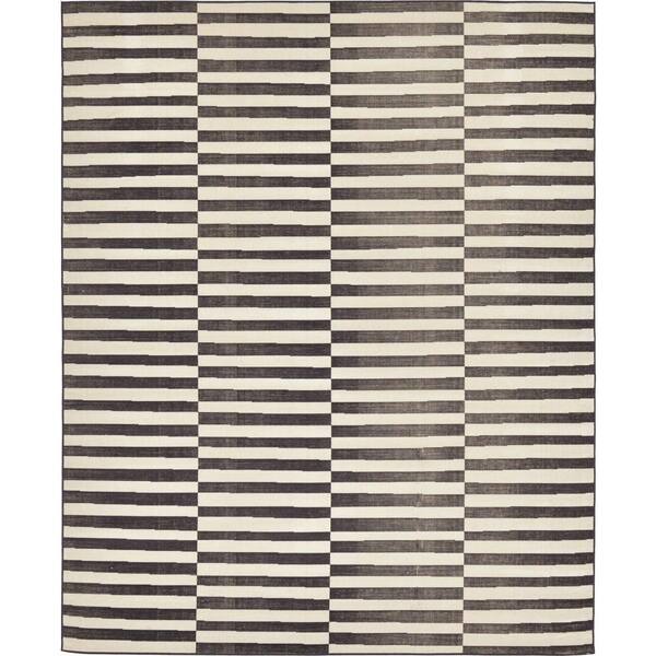 Unique Loom Williamsburg Striped Black 8' 0 x 10' 0 Area Rug
