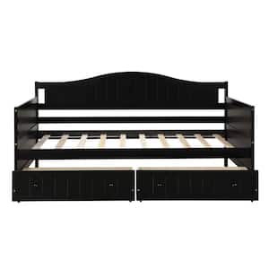 78.20 in. W Espresso Wood Twin Size with 2-Drawers Sofa Bed