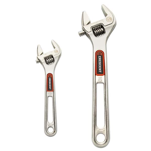 6 in. and 10 in. Chrome Quick-Fit-Jaw Adjustable Wrench Set (2-Piece)