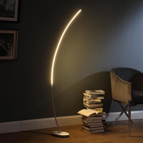 62.25 in. Bradie Brushed Nickel LED Arc Tube Floor Lamp