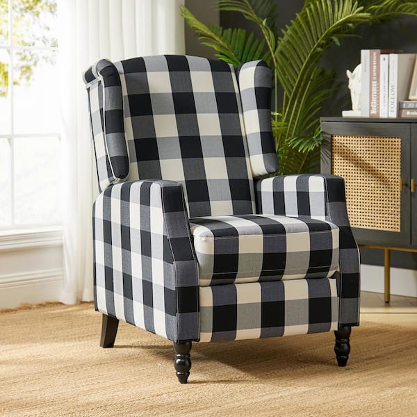 JAYDEN CREATION Celia Black Wing Back Manual Recliner