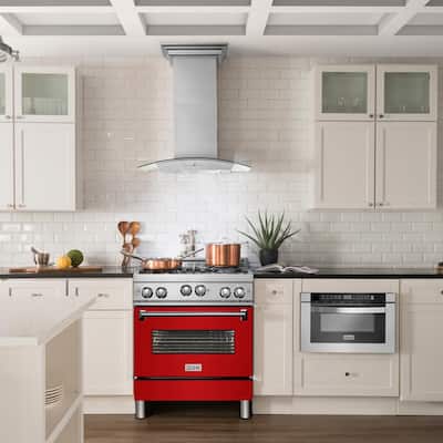 ZLINE 30 in. 4.0 cu. ft. Range with Gas Stove and Gas Oven in Stainless Steel and Red Gloss Door (RG-RG-30)