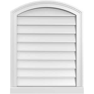 22 in. x 28 in. Arch Top Surface Mount PVC Gable Vent: Functional with Brickmould Sill Frame
