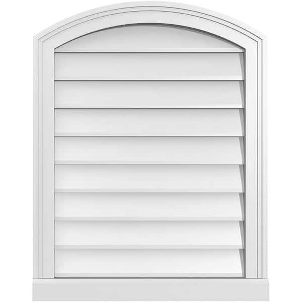 Ekena Millwork 22 in. x 28 in. Arch Top Surface Mount PVC Gable Vent: Functional with Brickmould Sill Frame