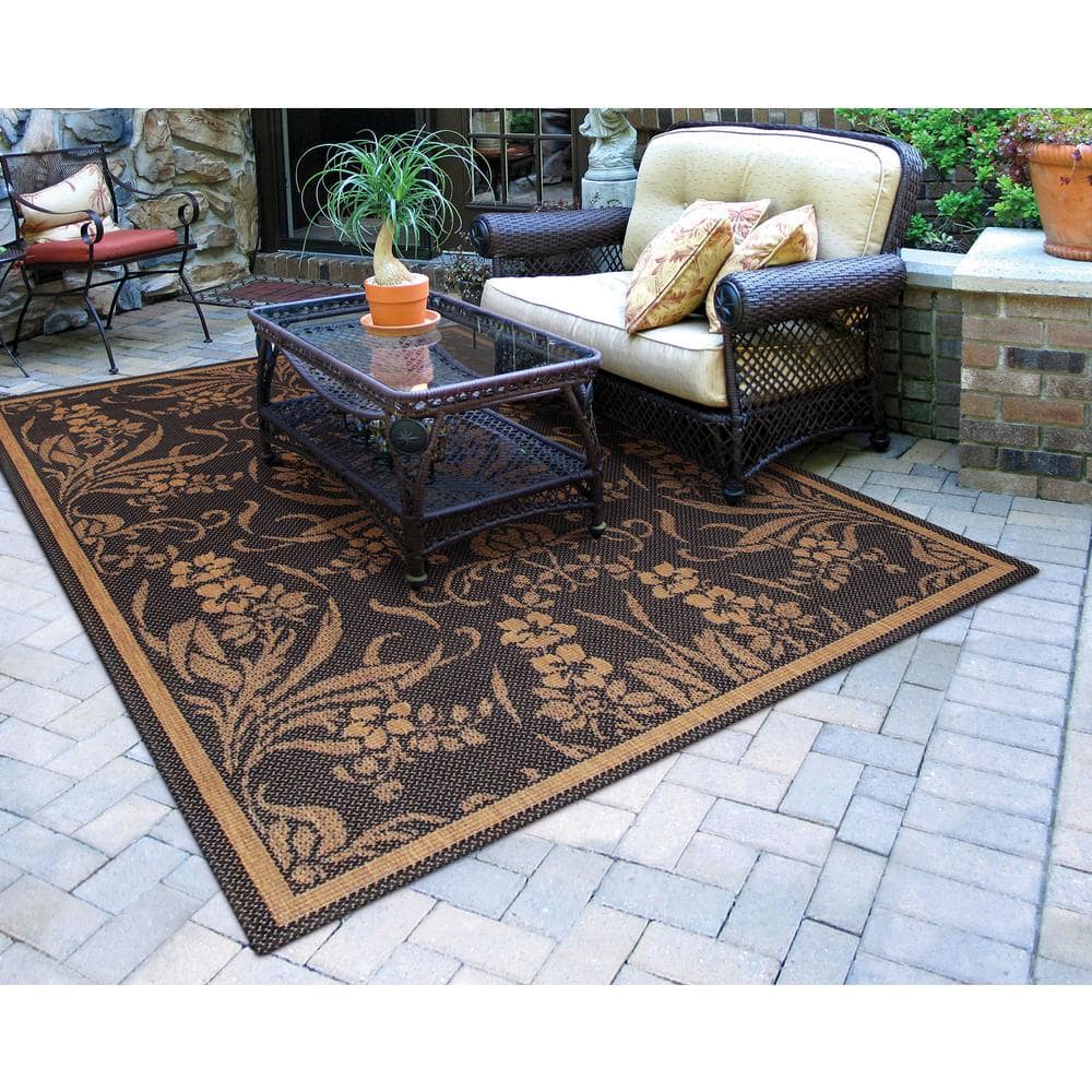 Rectangular Black and Cocoa Synthetic Flat Woven Area Rug