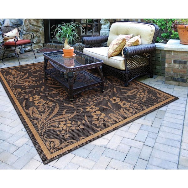 Recife Garden Cottage Black-Cocoa 3 ft. 9 in. x 5 ft. 5 in. Indoor/Outdoor Area Rug