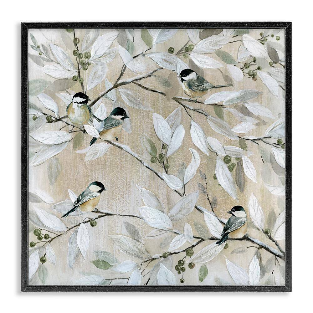 Chickadee Birds on Branches by Carol Robinson 1-Piece Black Framed Nature Giclee Art print 24 in. x 24 in. price history on PriceWatchPro