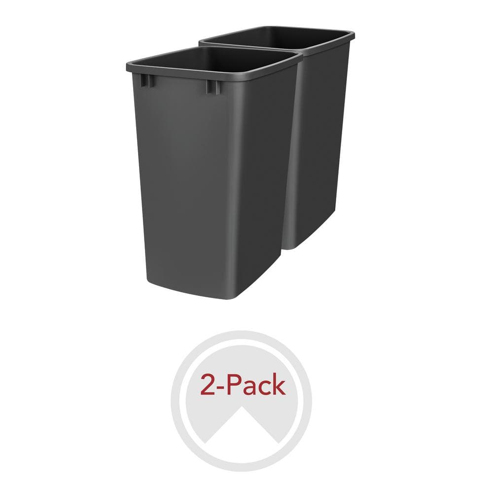 Black Polymer 35 Quart Pull-Out Trash Bin Set