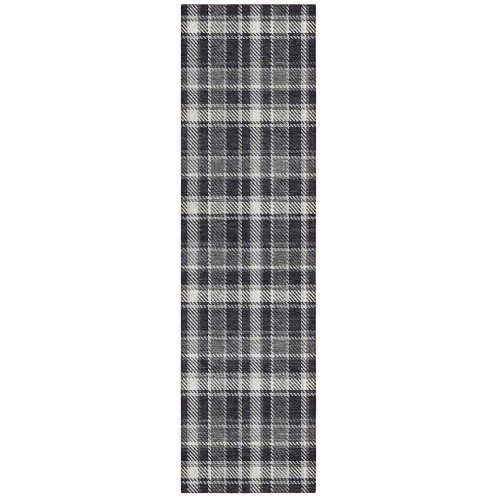 Black Gray and White 2 ft. x 8 ft. Woven Plaid Runner Indoor/Outdoor Area Rug price history on PriceWatchPro