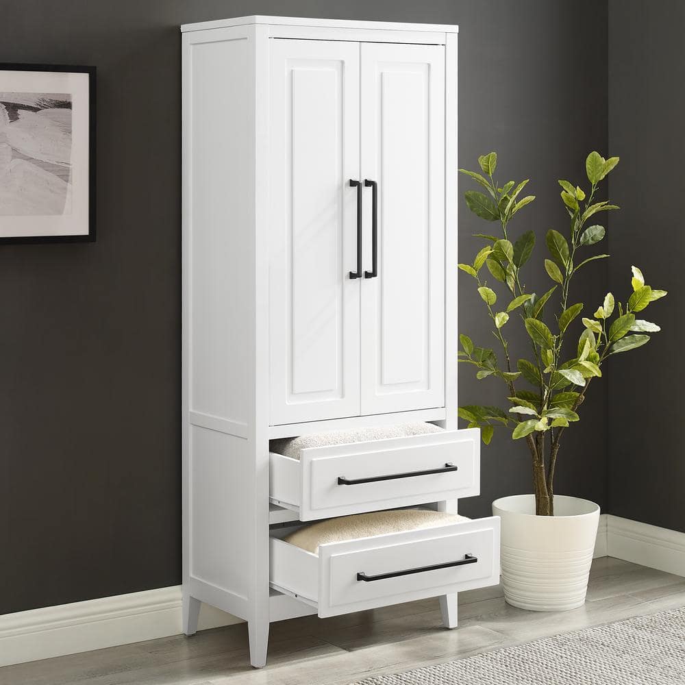 Genevieve Freestanding White Office Storage Cabinet with Adjustable Shelving