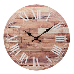 14 in. Brown Vintage Roman Numeral Wall Clock