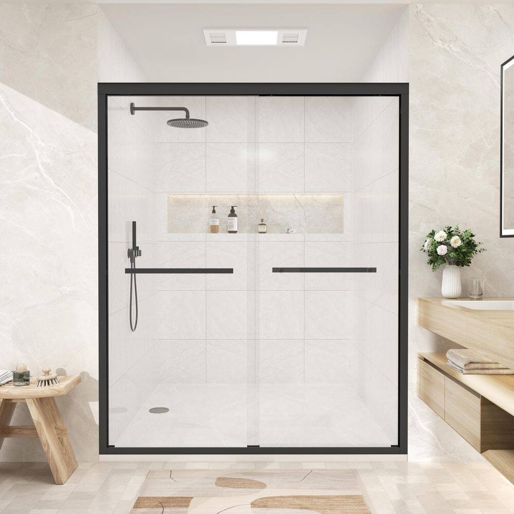 44 in.-48 in. W x 72 in. H Double Sliding Framed Shower Door in Matte Black with Frosted Glass price history on PriceWatchPro
