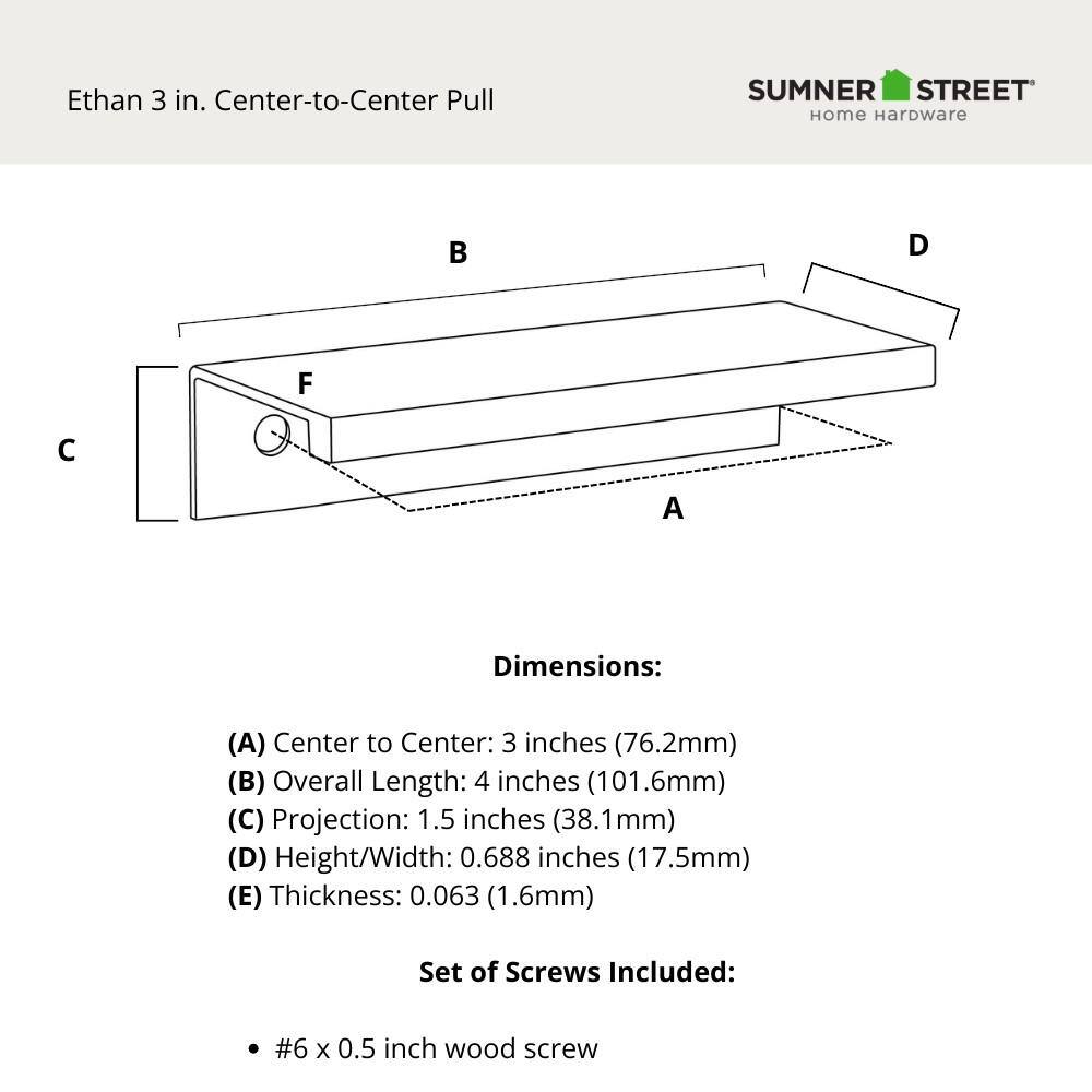 Ethan 3" Satin Nickel Rectangular Finger Pull