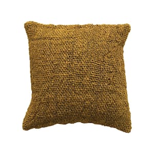 20 in. x 20 in. Yellow Woven Cotton and Jute Pillow