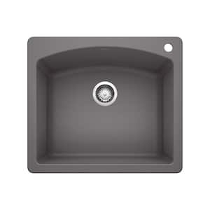 DIAMOND 25 in. Drop-In/Undermount Single Bowl Cinder Granite Composite Kitchen Sink
