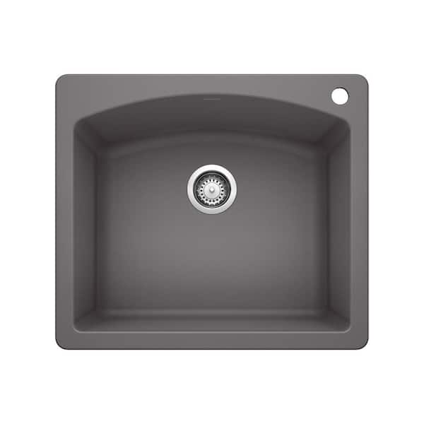 Blanco DIAMOND 25 in. Drop-In/Undermount Single Bowl Cinder Granite Composite Kitchen Sink