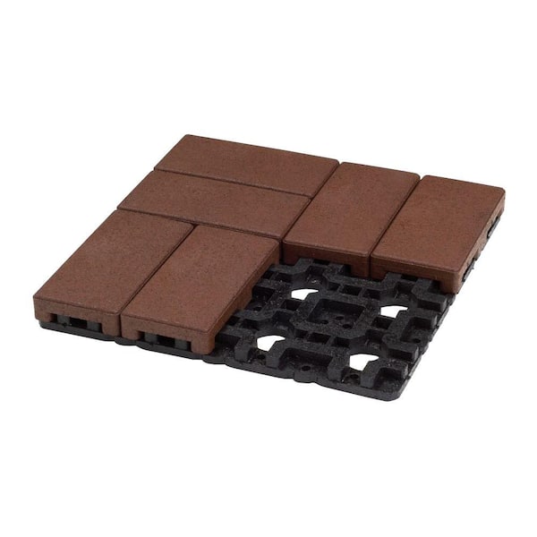 Azek 4 in. x 8 in. Redwood Composite Resurfacing Paver Grid System (8 Pavers and 1 Grid)