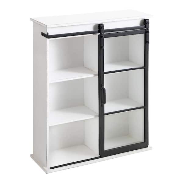 Kate and Laurel Barnhardt 8 in. x 22 in. x 28 in. White Wood Floating Decorative Cubby Wall Shelf With Brackets