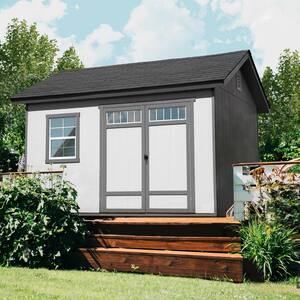 Professionally Installed Beachwood 10 ft. W x 12 ft. D Backyard Wood Shed with Large Window- Gray Shingle (120 sq. ft.)