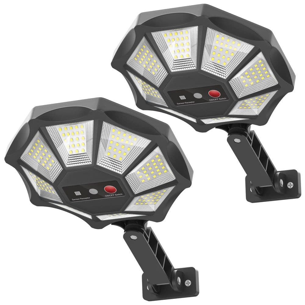 Solar 168 LED 6500K Flood Light Outdoor Motion Sensor 8 Sides IP66 Waterproof Dusk to Dawn Work Light 2 Pack price history on PriceWatchPro