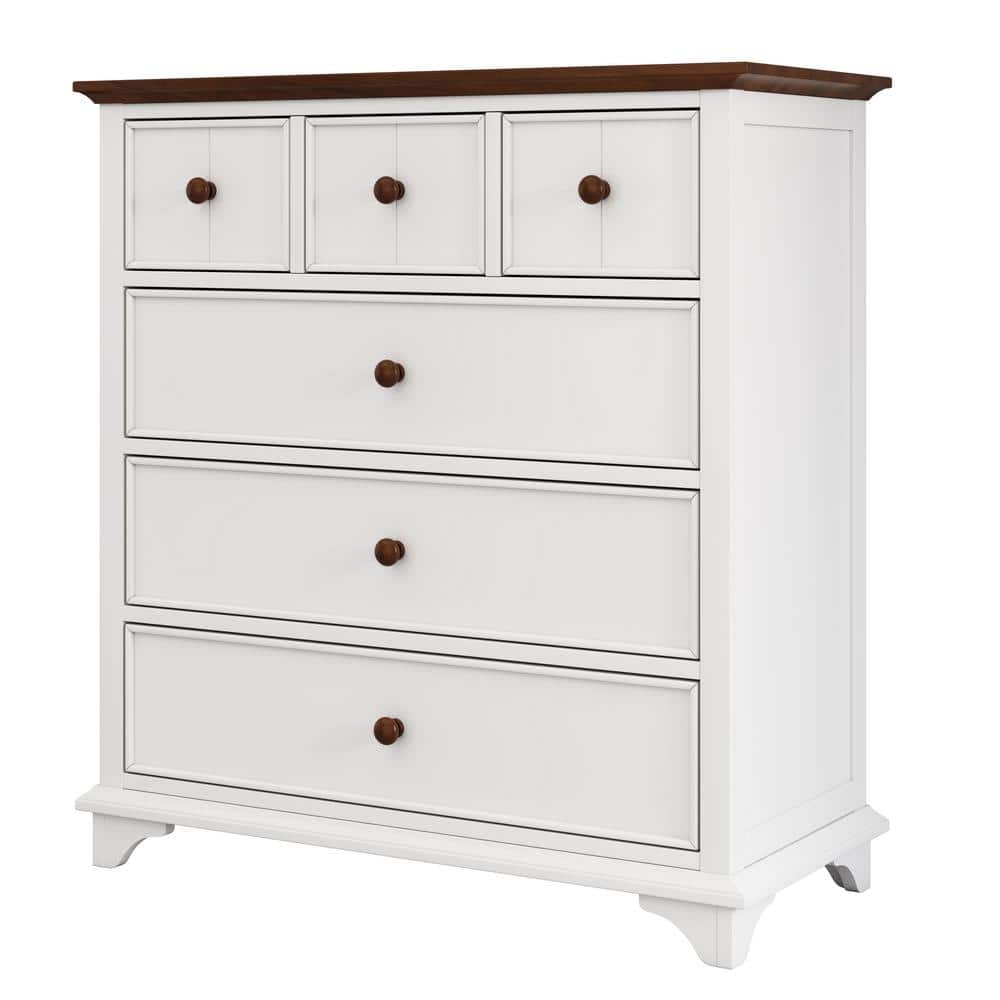 39.4 in. W x 17.7 in. D x 42.3 in. H White Wood Linen Cabinet with 6-Drawer