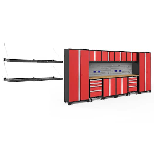 NewAge Products Bold Series 156 in. W x 76.75 in. H x 18 in. D 24-Gauge Steel Garage Cabinet Set in Red (12-Piece)