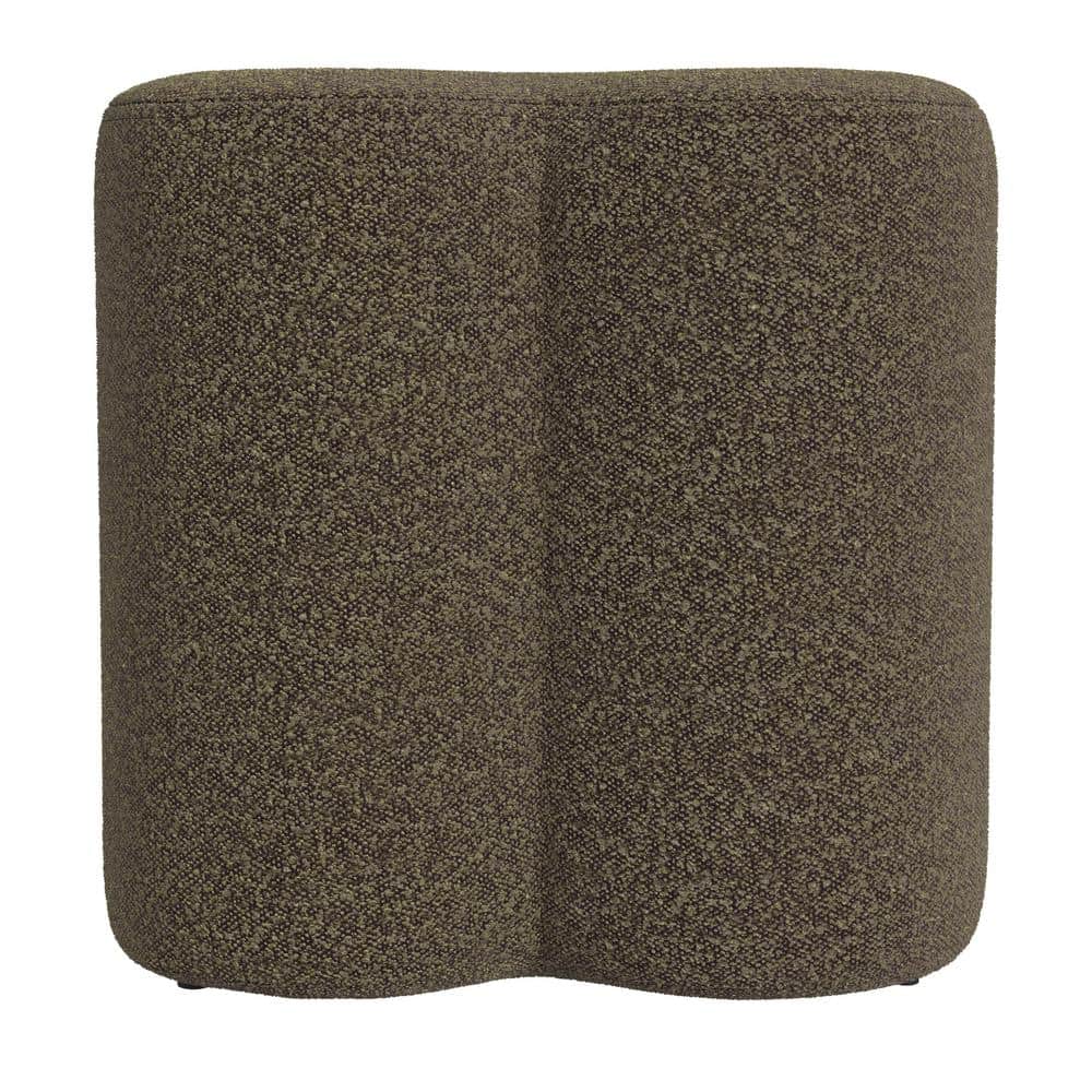 Dark Brown Boucle Square Accent Ottoman with Foam Frame