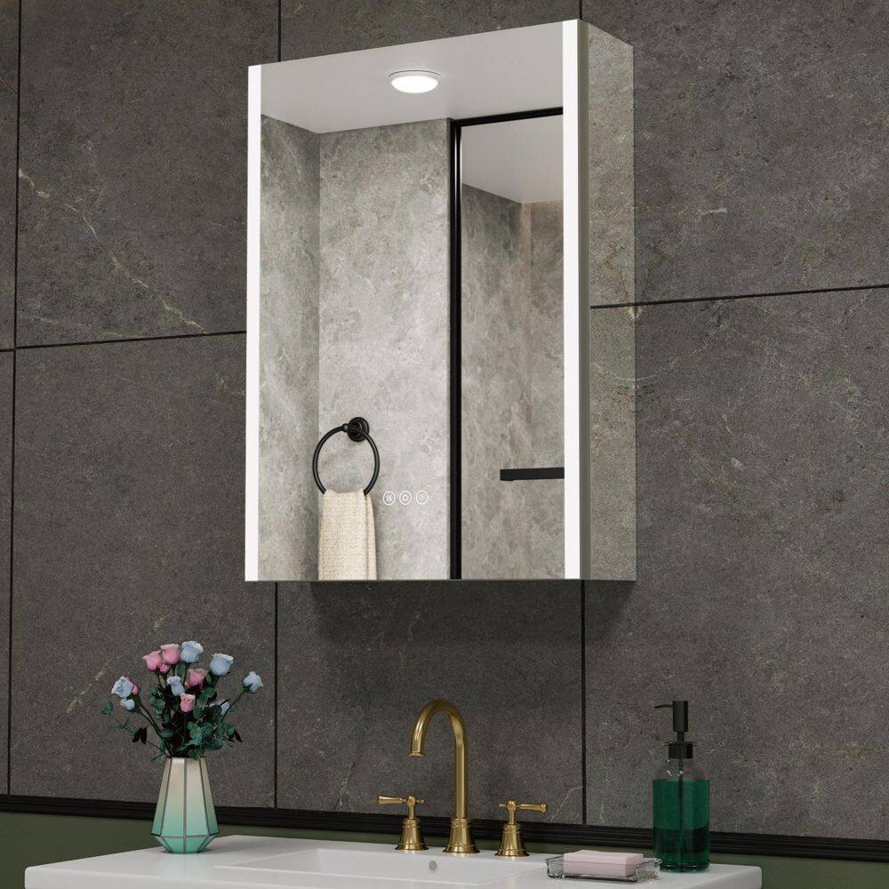 Rina 24 in. W x 30 in. H Rectangular Aluminum Surface/Recessed LED Medicine Cabinet with Mirror, Dimmable, Left Hinge price history on PriceWatchPro