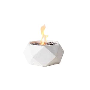 Geo 10.5 in Indoor/Outdoor Concrete Tabletop Fire Bowl in White