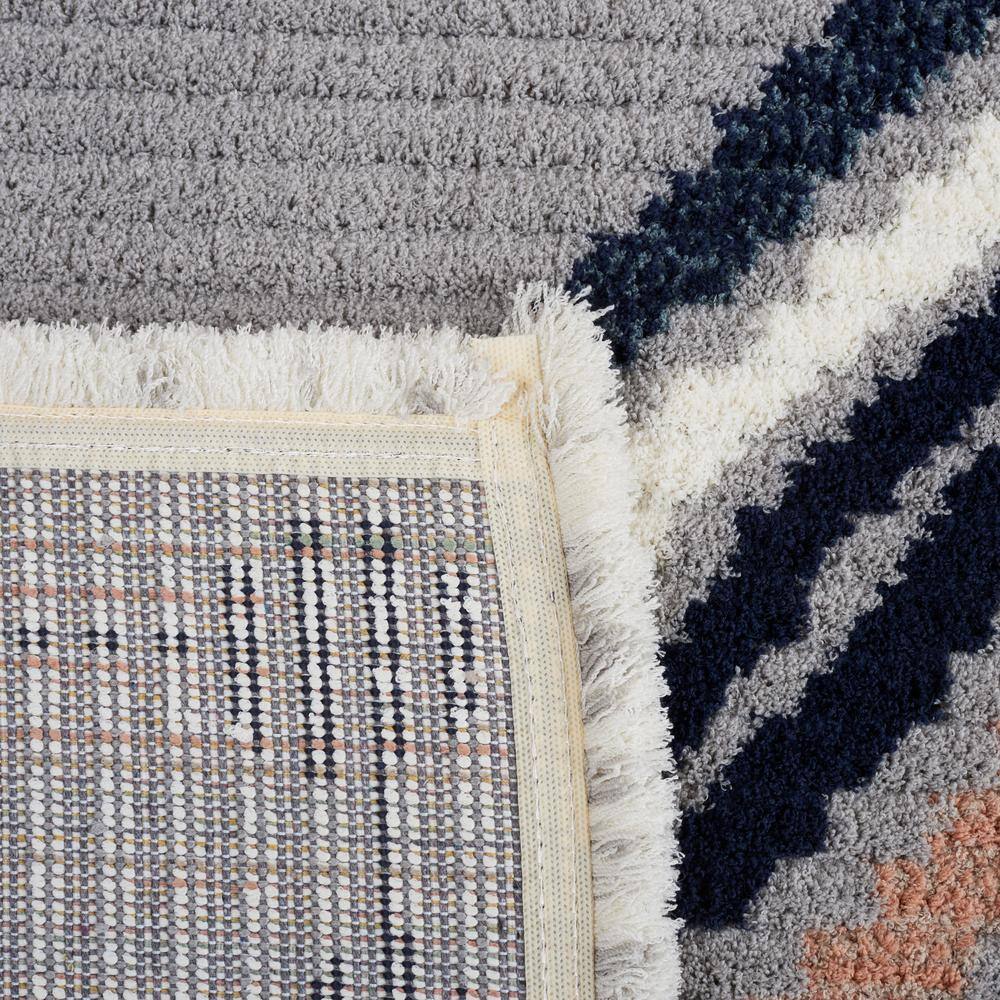 Marrakesh Gray and Blue Flat Woven Wool Rug, 5'3"x7'6"