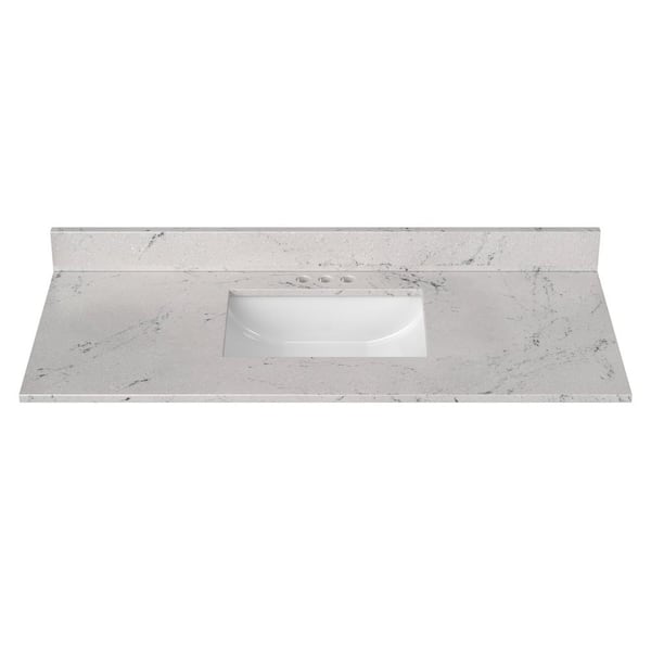 J COLLECTION 49 in. W x 22 in. D Cultured Marble Rectangular Undermount Single Basin Vanity Top in Icy Stone