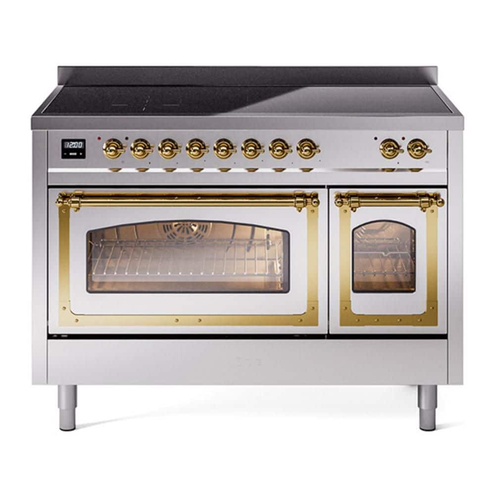 Nostalgie II Noblesse 48 in. 6 Induction Elements Double Oven Induction Range in Stainless Steel with Brass Trim price history on PriceWatchPro