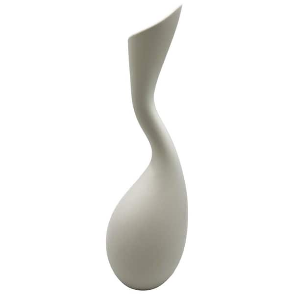 castellousa White 14 in. Tall Modern Trumpet White Ceramic Vase