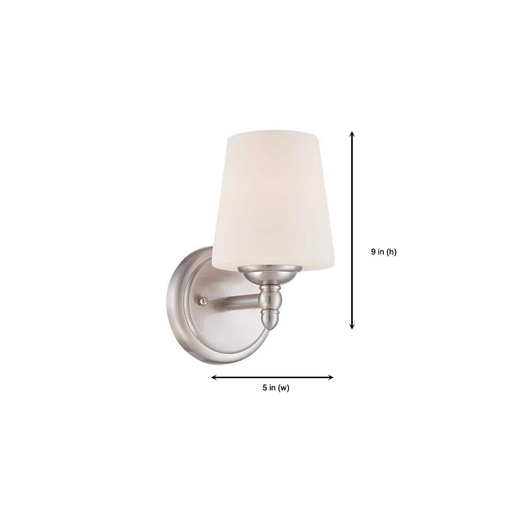 Darcy 9" Brushed Nickel Wall Sconce with Opal Glass Shade