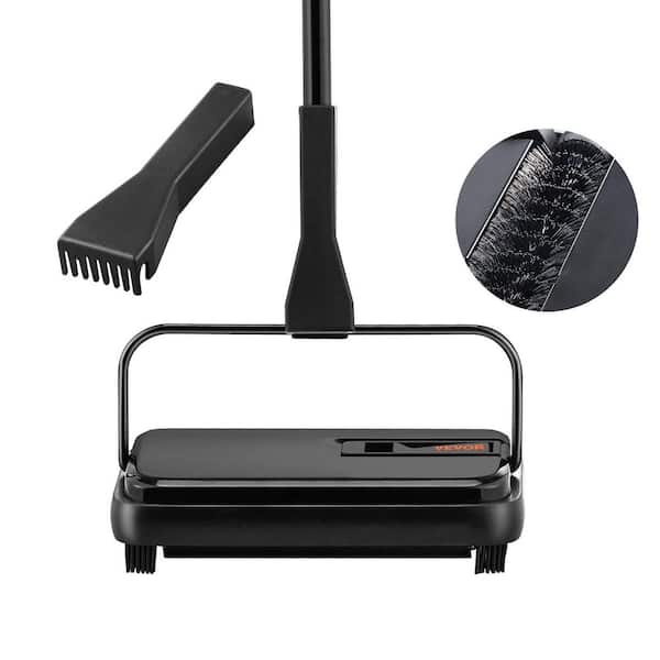 Carpet Sweeper 7.9 in. Sweeping Paths Manual Floor Sweeper with Comb Rugs Black Upright Carpet Cleaners Cordless