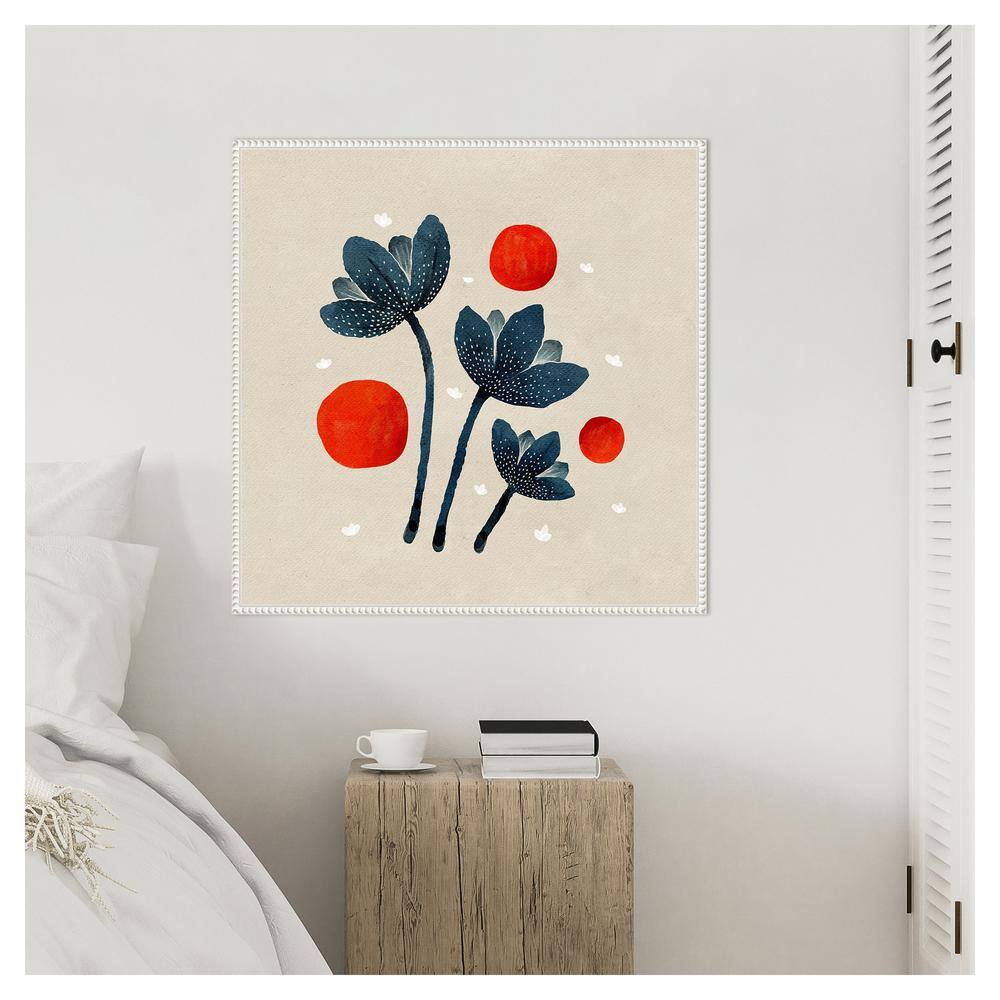 Blue Flowers II Abstract Canvas Print with White Floater Frame