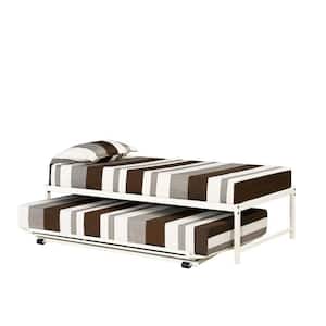 SignatureHome Complete Hi Riser Metal Twin Daybed White Finish with Pop-Up Dimensions: 77"W x 41"L x 18"H